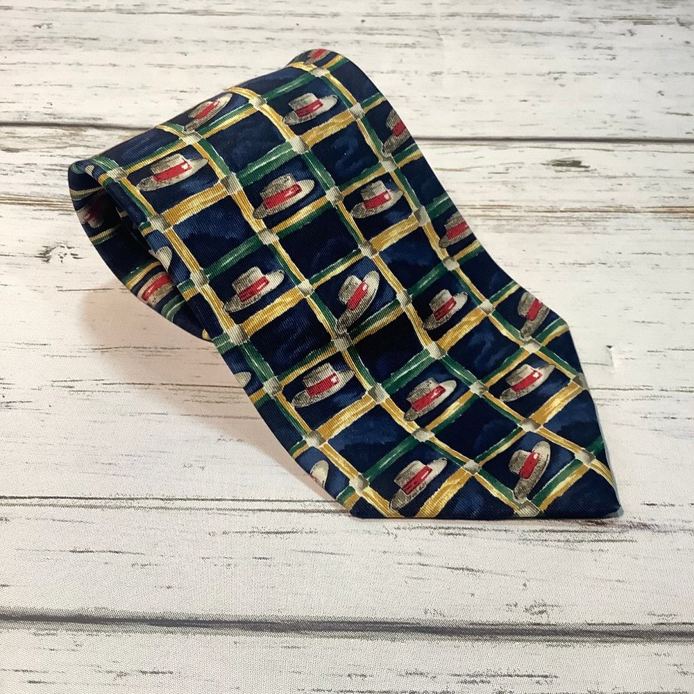 Dunhill 100% Silk Italian Tie Boat Hat Pattern